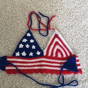 Handmade crochet American flag top